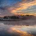 Sunrise on the Foggy Lake